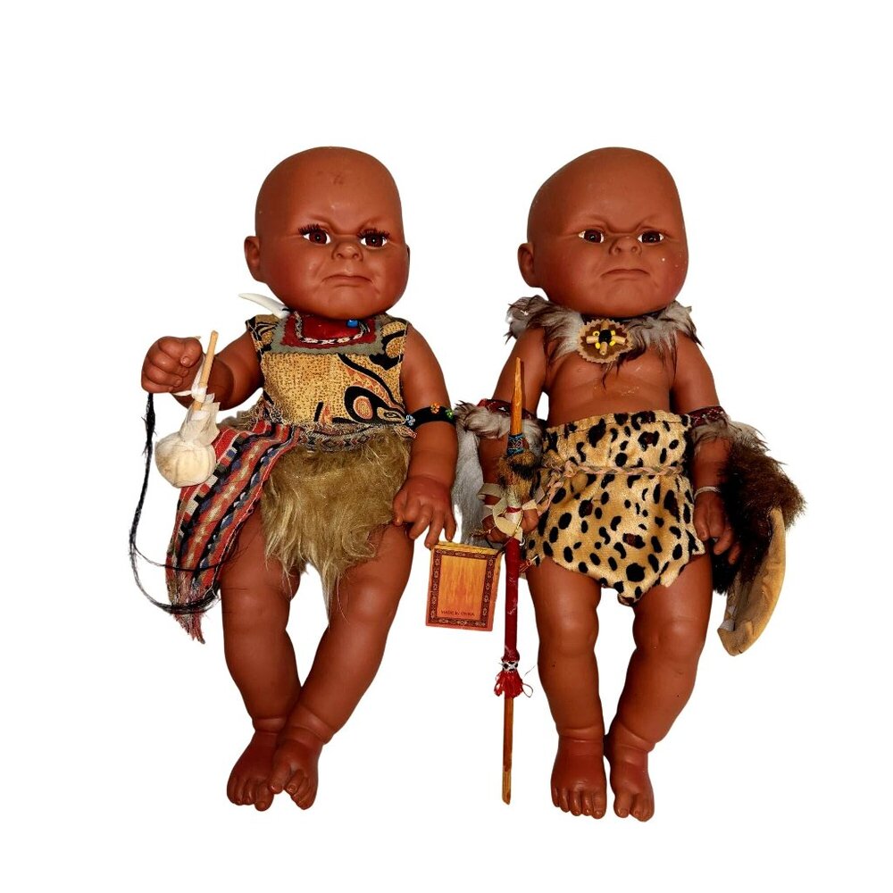 16" Native American Baby Boy Doll Anatomically Correct Goldenvale Set Of 2